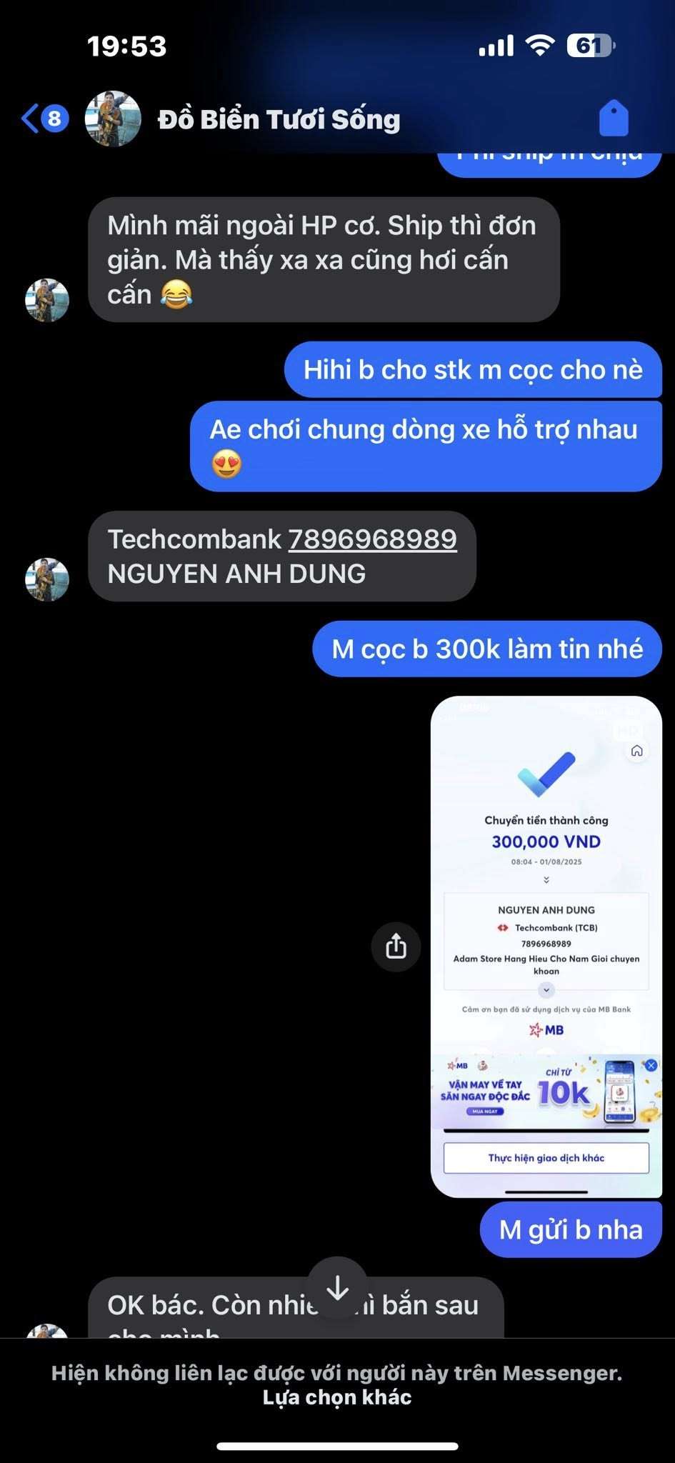 7896968989 Nguyen Anh Dung Techcombank bị cảnh báo lừa đảo scam