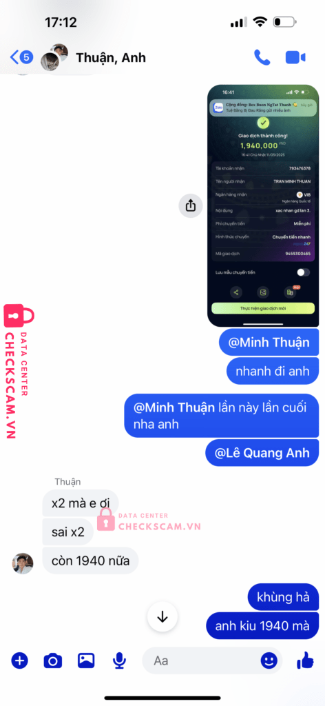 793476378 Tran Minh Thuan VIB bị cảnh báo lừa đảo scam