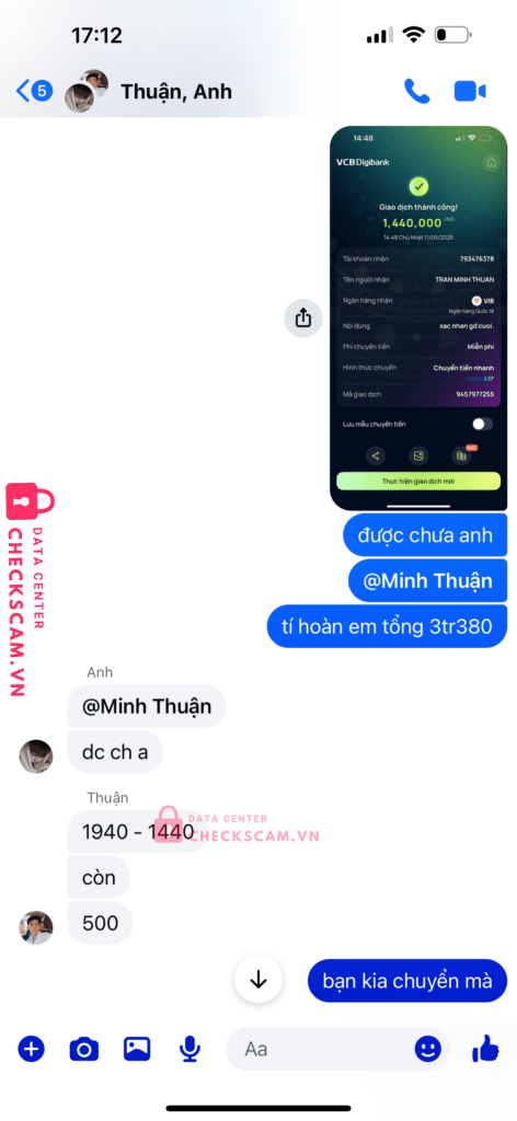 793476378 Tran Minh Thuan VIB bị cảnh báo lừa đảo scam