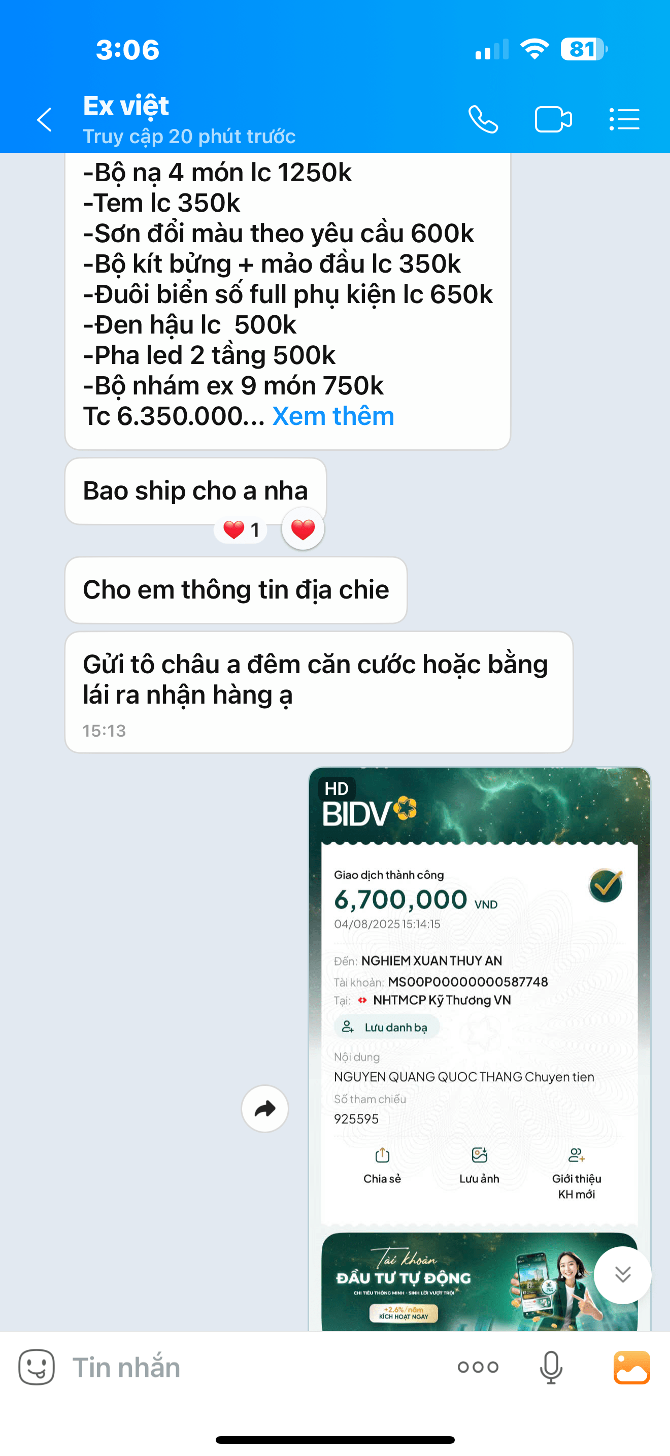 797968686878 NGHIEM XUAN THUY AN Techcombank bị cảnh báo lừa đảo scam
