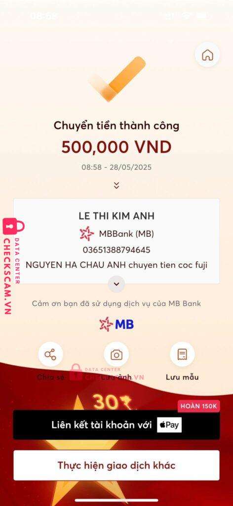 03651388794645 Le Thi Kim Anh MB bị cảnh báo lừa đảo scam
