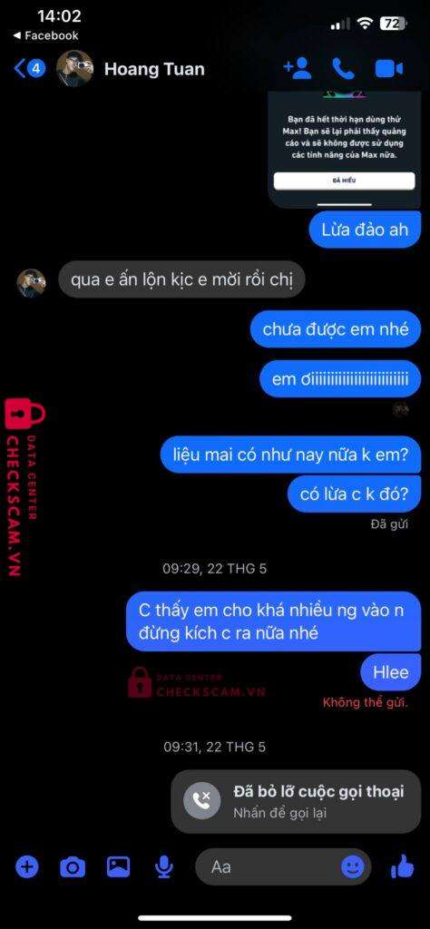 1051108206 Duong Hoang Tuan VCB bị cảnh báo lừa đảo scam