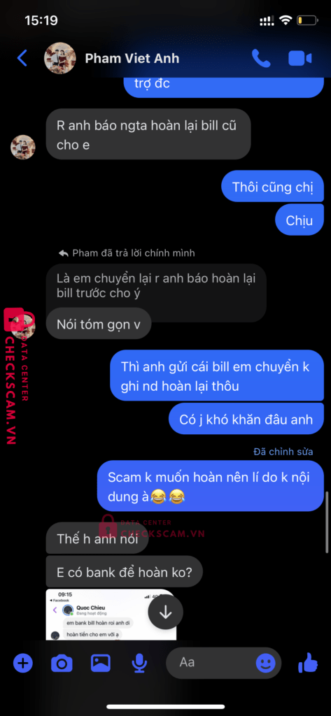 1052442717 Le Van Hoang VCB bị cảnh báo lừa đảo scam