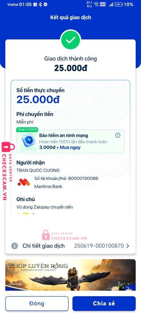 80000190086 TRAN QUOC CUONG MSB bị cảnh báo lừa đảo scam