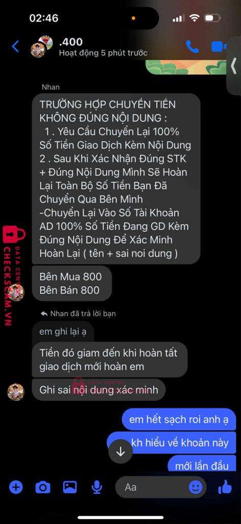 800222345 NGUYEN HUU NHAN MB bị cảnh báo lừa đảo scam
