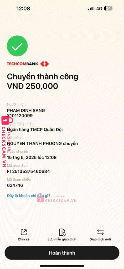 8101120099 Pham Dinh Sang MB bị cảnh báo lừa đảo scam