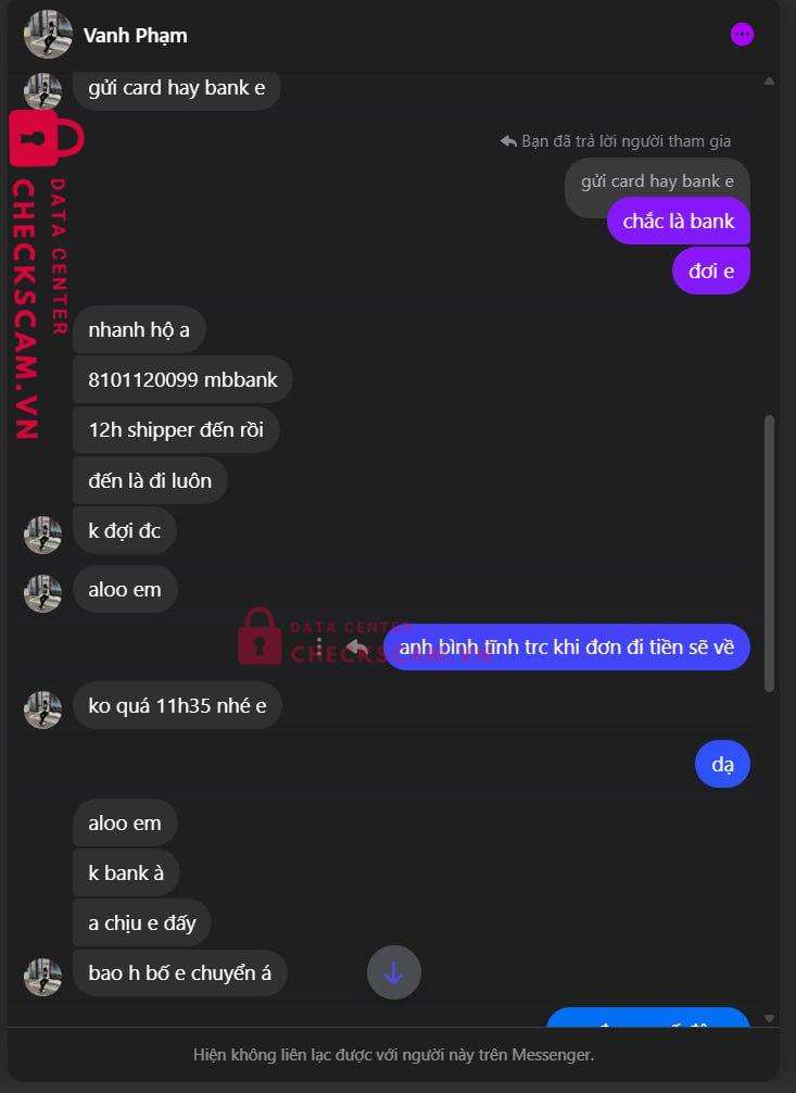 8101120099 Pham Dinh Sang MB bị cảnh báo lừa đảo scam