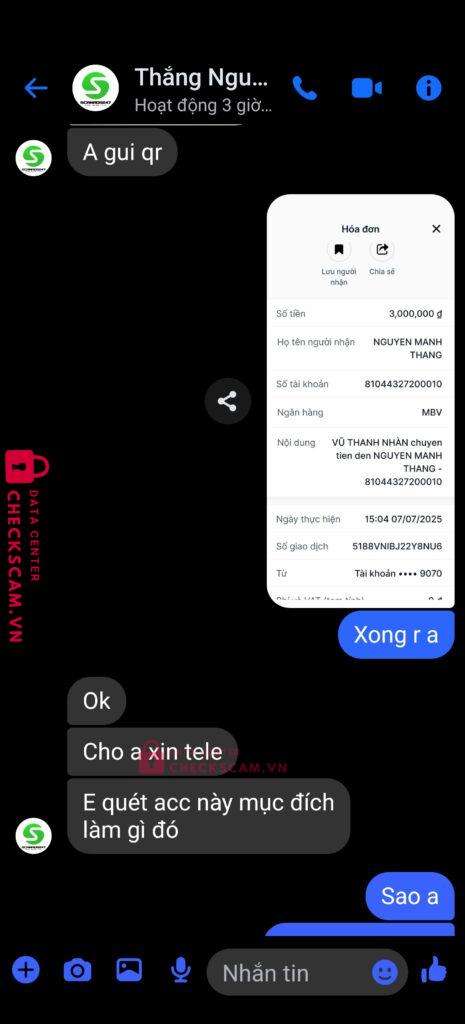81044327200010 NGUYEN MANH THANG MBV bị cảnh báo lừa đảo scam