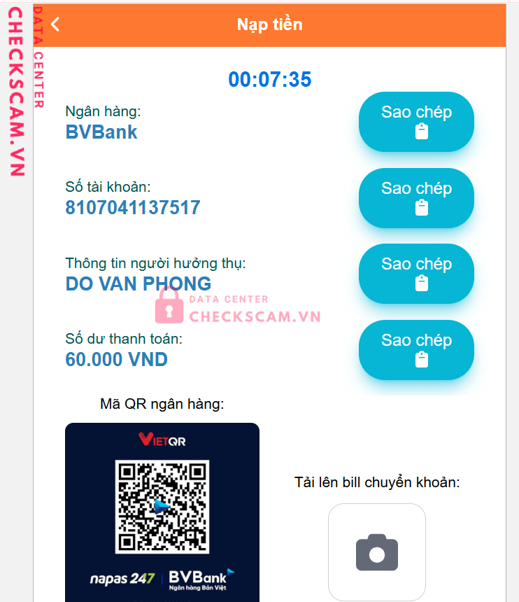 8107041137517 DO VAN PHONG BV Bank bị cảnh báo lừa đảo scam