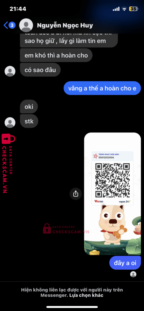 8290098888 NGUYEN QUANG HUY MB bị cảnh báo lừa đảo scam