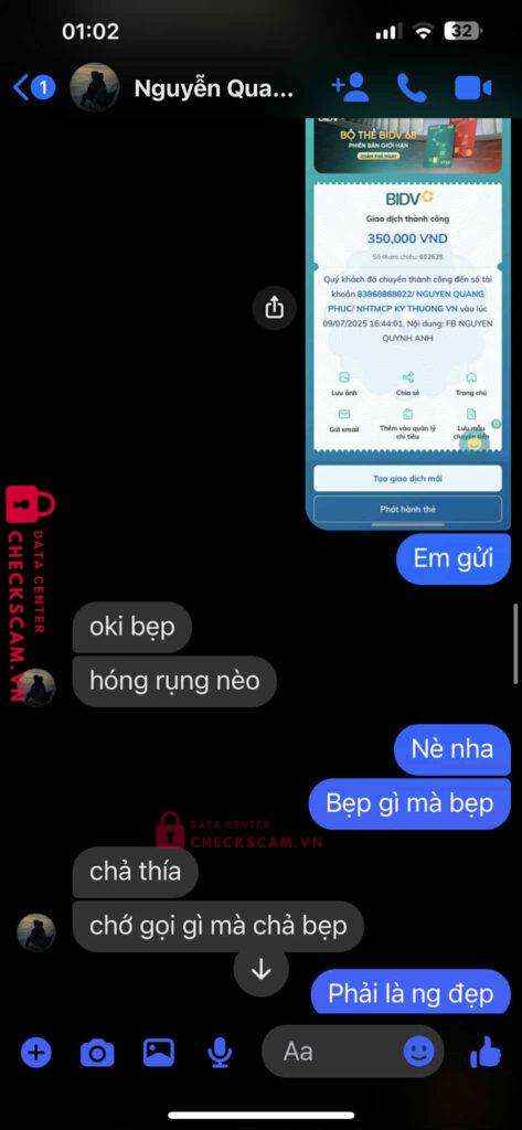 83868888822 NGUYEN QUANG PHUC Techcombank bị cảnh báo lừa đảo scam