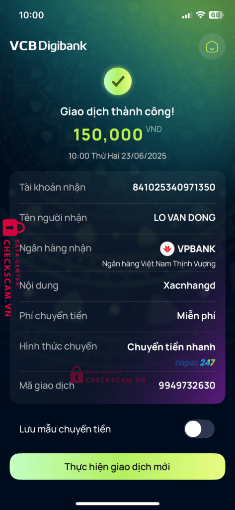 841025340971350 LO VAN DONG VP BANK bị cảnh báo lừa đảo scam