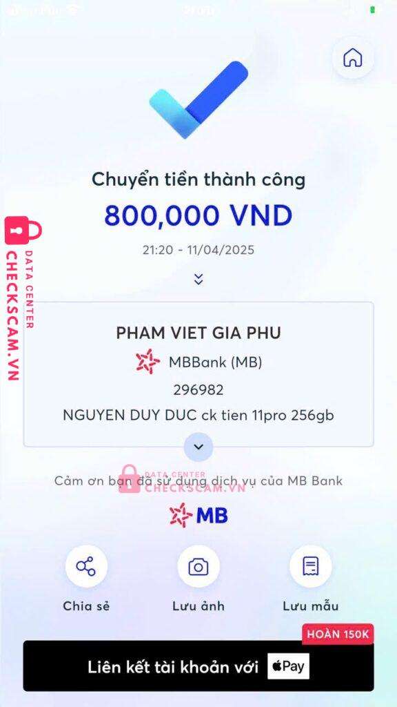 842211111 Pham Viet Gia Phu MB bị cảnh báo lừa đảo scam