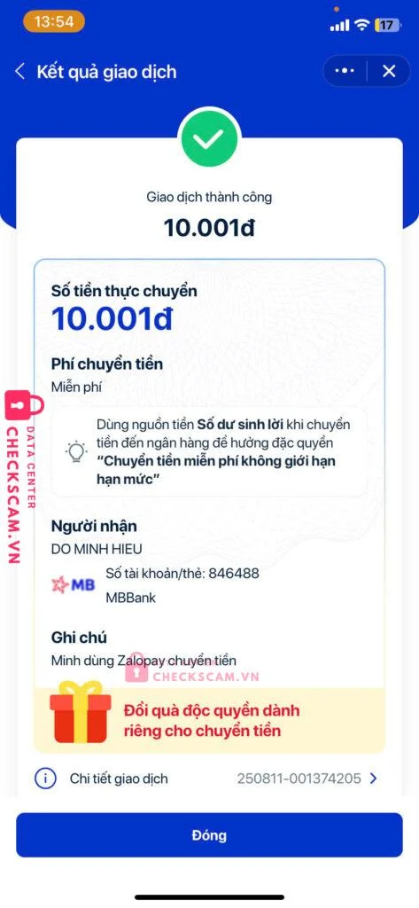 846488 DO MINH HIEU MB bị cảnh báo lừa đảo scam