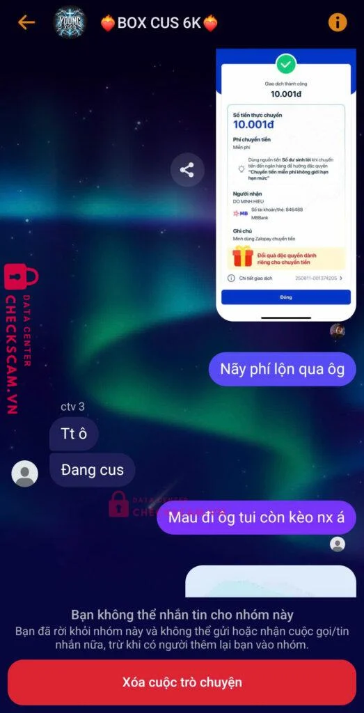 846488 DO MINH HIEU MB bị cảnh báo lừa đảo scam
