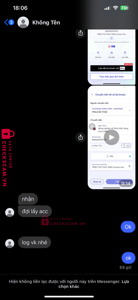 8605205132720 LY HIEN THU Agribank bị cảnh báo lừa đảo scam