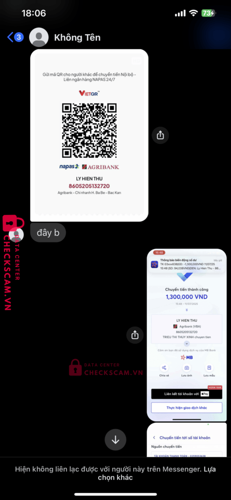 8605205132720 LY HIEN THU Agribank bị cảnh báo lừa đảo scam