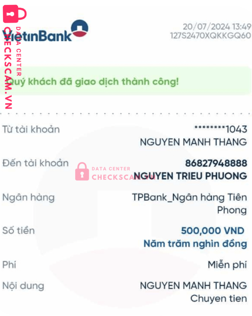 86827948888 Nguyen Trieu Phuong TP BANK bị cảnh báo lừa đảo scam