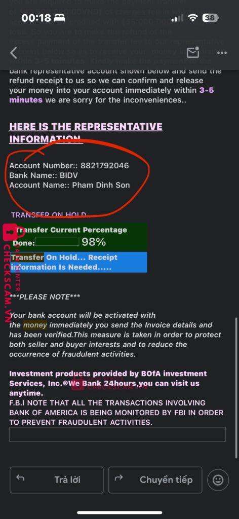 8821792046 PHAM DINH SON BIDV bị cảnh báo lừa đảo scam