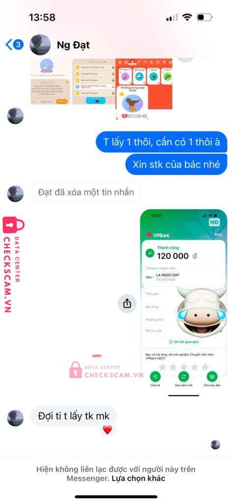 8830674808 LA NGOC DAT BIDV bị cảnh báo lừa đảo scam
