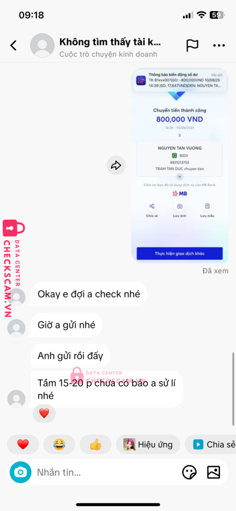 8831213755 Nguyen Tan Vuong BIDV bị cảnh báo lừa đảo scam