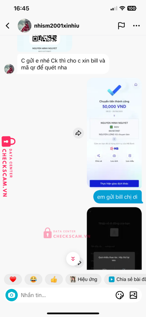 8831873987 NGUYEN MINH NGUYET BIDV bị cảnh báo lừa đảo scam