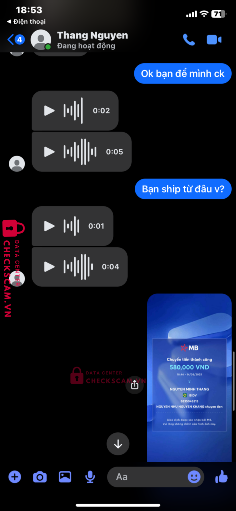 8835046515 NGUYEN MINH THANG BIDV bị cảnh báo lừa đảo scam