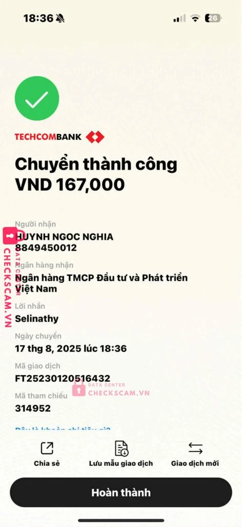 8849450012 Huynh Ngoc Nghia BIDV bị cảnh báo lừa đảo scam
