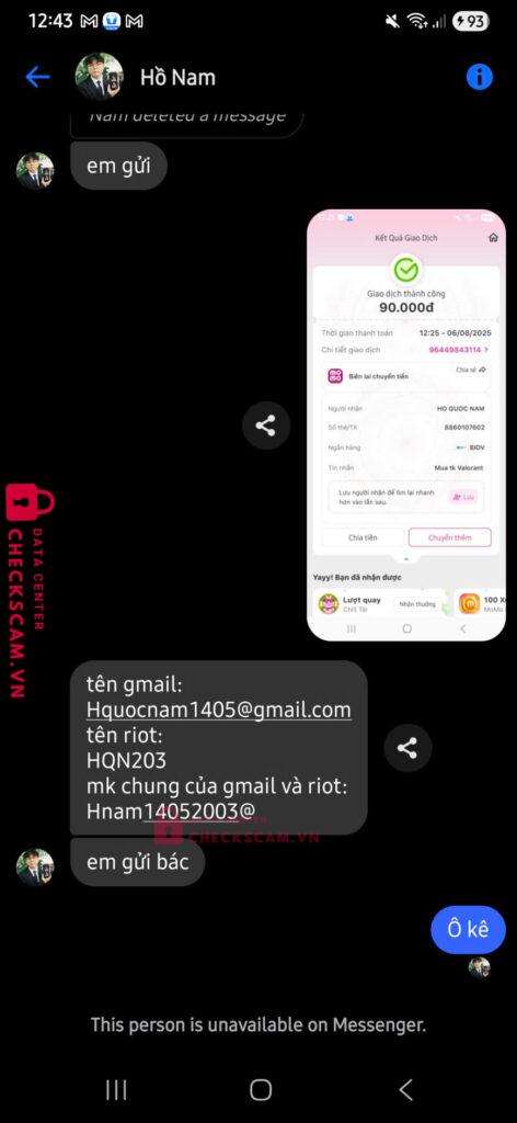 8860107602 HO QUOC NAM BIDV bị cảnh báo lừa đảo scam