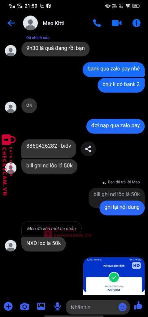 8860426282 TRAN BAO THY BIDV bị cảnh báo lừa đảo scam
