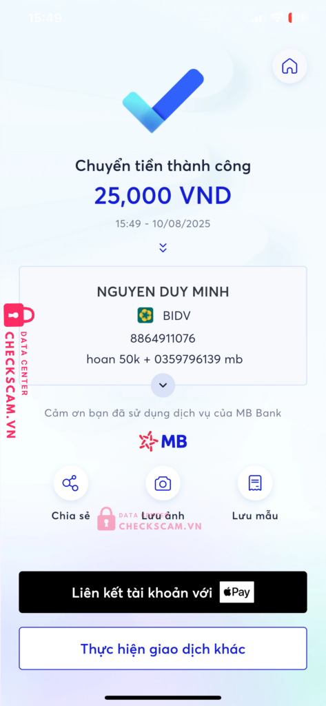 8864911076 NGUYEN DUY MINH BIDV bị cảnh báo lừa đảo scam