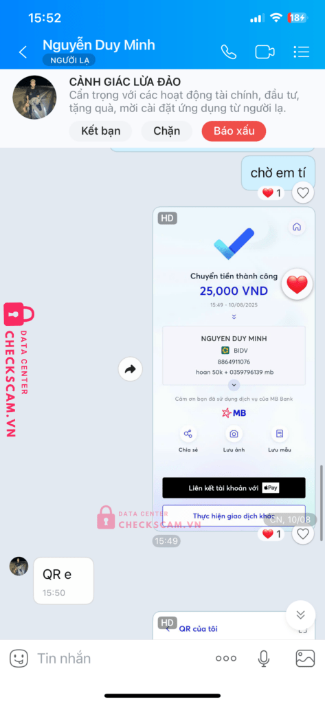 8864911076 NGUYEN DUY MINH BIDV bị cảnh báo lừa đảo scam