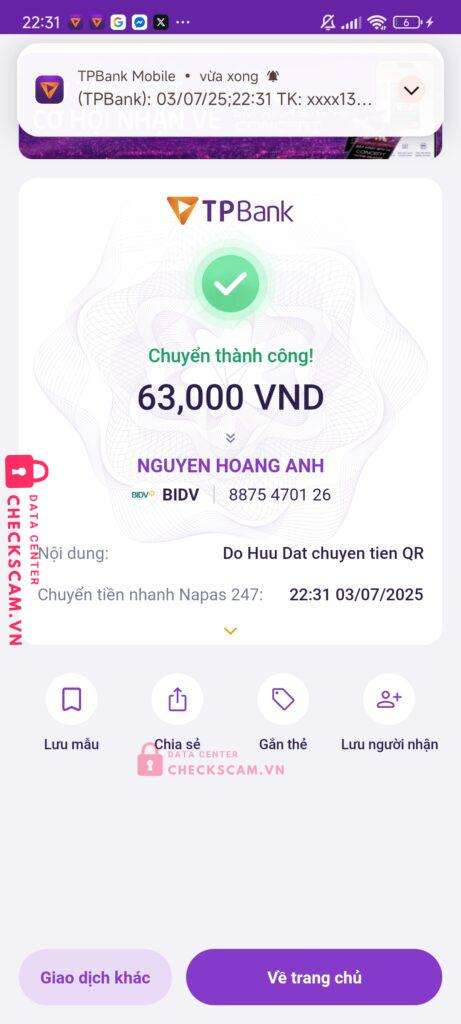 8875470126 NGUYEN HOANG ANH BIDV bị cảnh báo lừa đảo scam