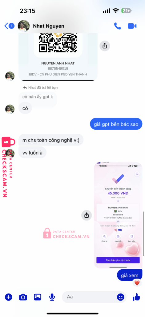 8875549018 NGUYEN ANH NHAT BIDV bị cảnh báo lừa đảo scam