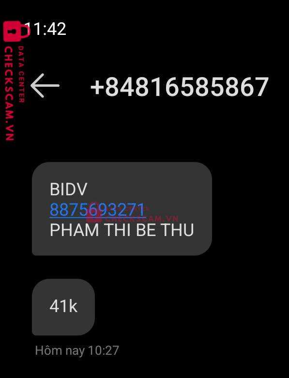 8875693271 Pham Thi Be Thu BIDV bị cảnh báo lừa đảo scam