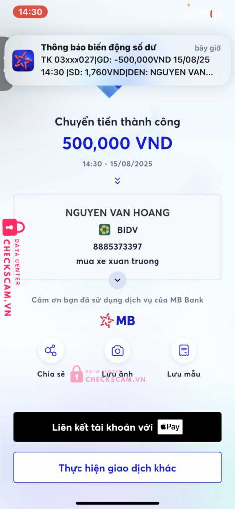 8885373397 NGUYEN VAN HOANG BIDV bị cảnh báo lừa đảo scam