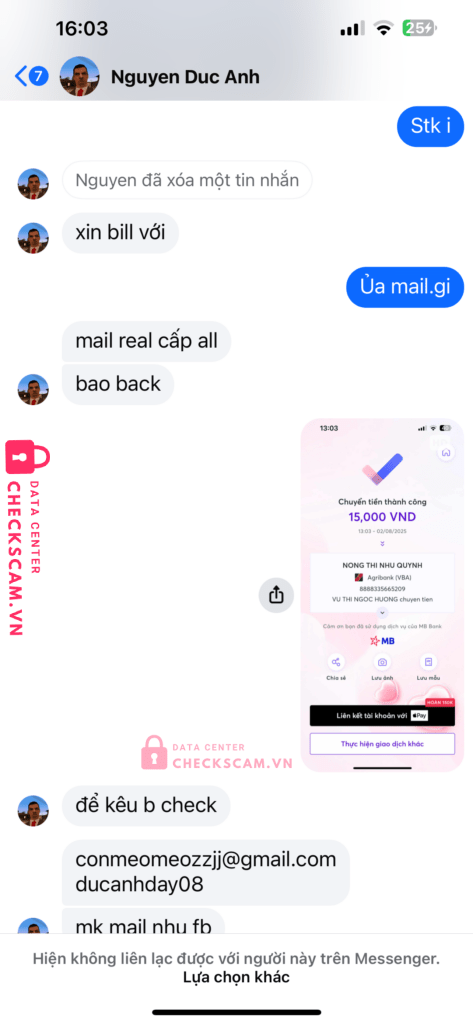8888335665209 NONG THI NHU QUYNH Agribank bị cảnh báo lừa đảo scam