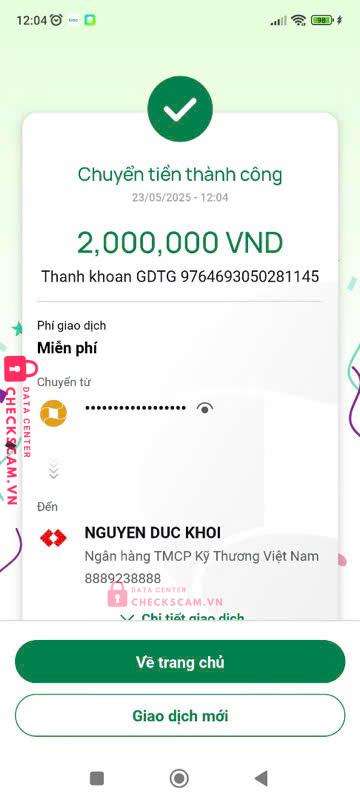 8889238888 NGUYEN DUC KHOI Techcombank bị cảnh báo lừa đảo scam