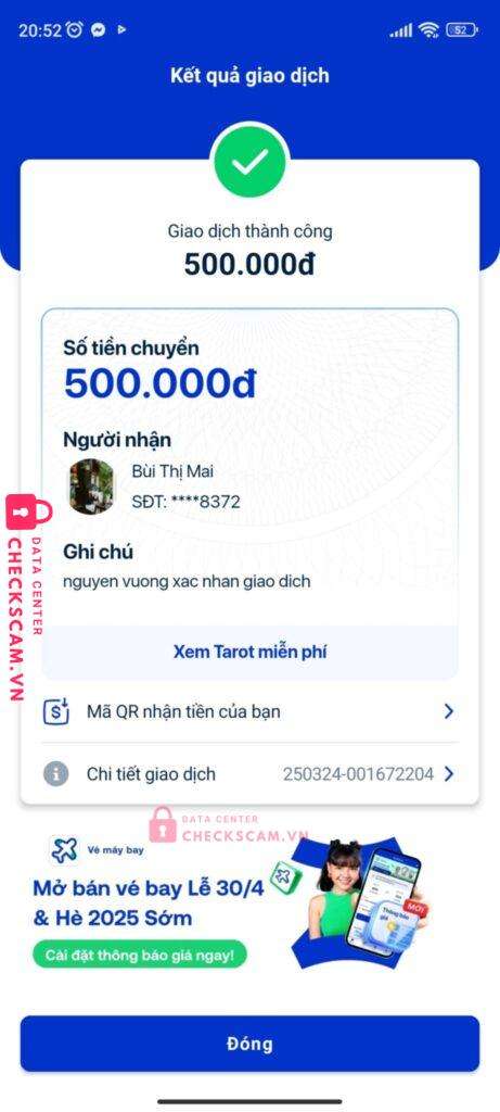 88898018550013 THAN VAN LUONG MSB bị cảnh báo lừa đảo scam