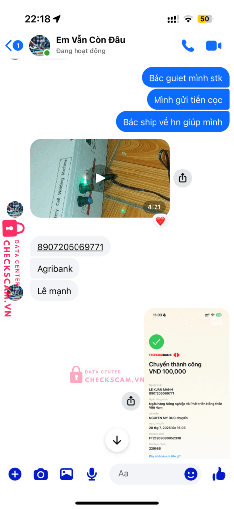 8907205069771 LE XUAN MANH Agribank bị cảnh báo lừa đảo scam