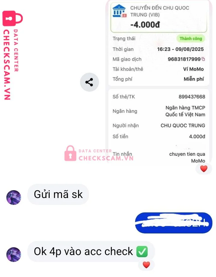899437668 CHU QUOC TRUNG VIB bị cảnh báo lừa đảo scam