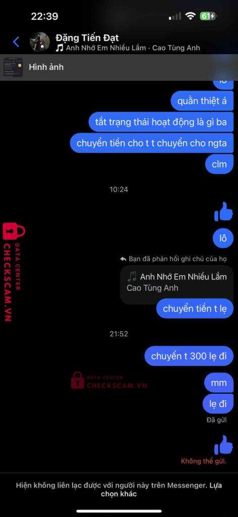 89999999990099 DANG TIEN DAT MB Bank bị cảnh báo lừa đảo scam