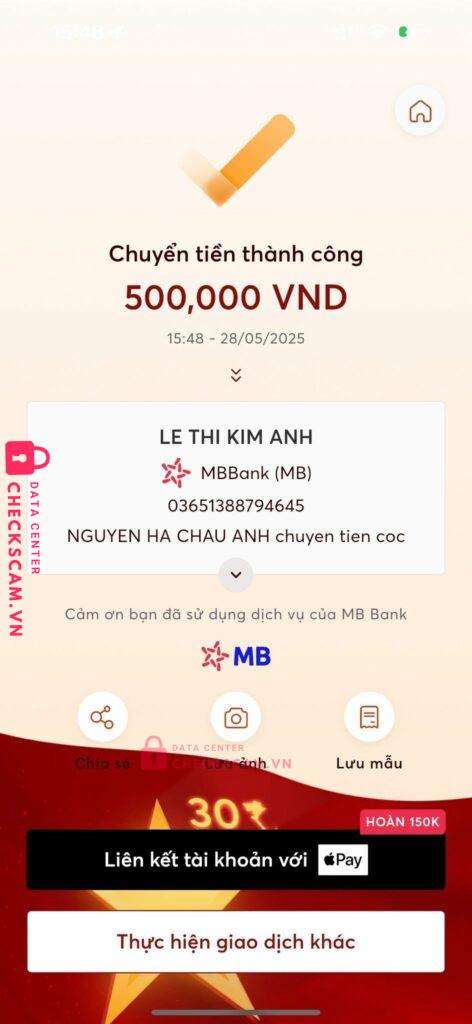 03651388794645 Le Thi Kim Anh MB bị cảnh báo lừa đảo scam