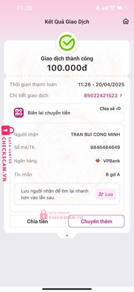9846484649 Tran Bui Cong Minh VP BANK bị cảnh báo lừa đảo scam