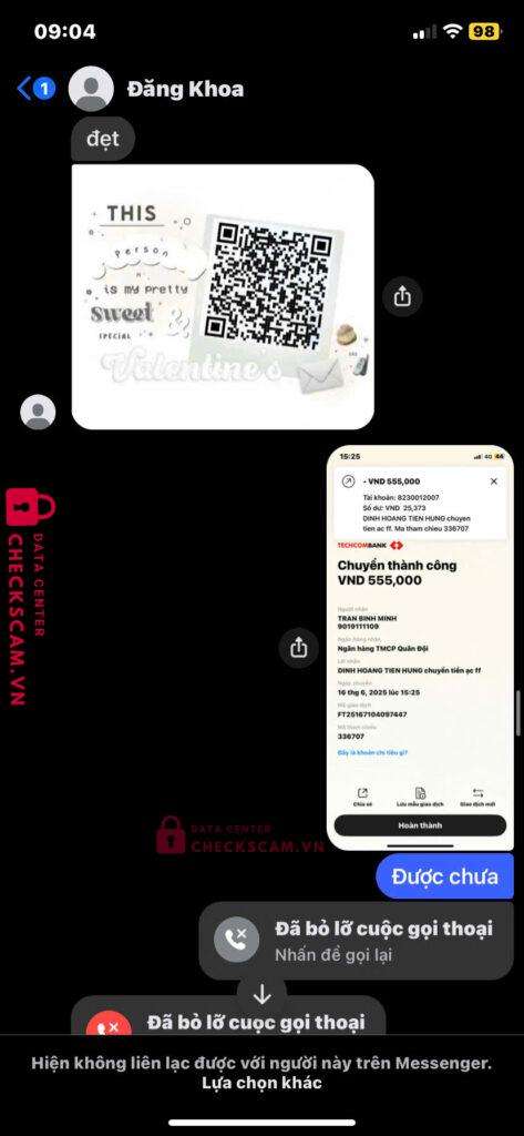9019111109 TRAN BINH MINH MB bị cảnh báo lừa đảo scam