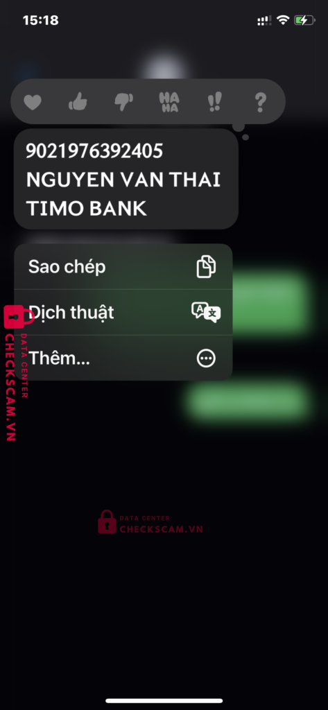 9021976392405 NGUYEN VAN THAI TIMO BANK bị cảnh báo lừa đảo scam