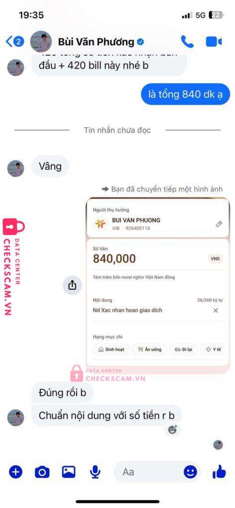 926400116 Bui Van Phuong VIB bị cảnh báo lừa đảo scam