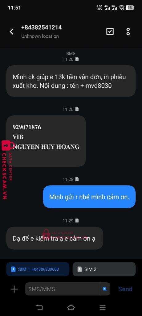 929071876 NGUYEN HUY HOANG VIB bị cảnh báo lừa đảo scam