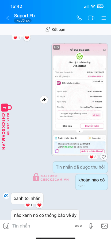 9444886886 DANG MINH ANH MB bị cảnh báo lừa đảo scam