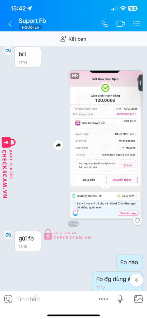 9444886886 DANG MINH ANH MB bị cảnh báo lừa đảo scam